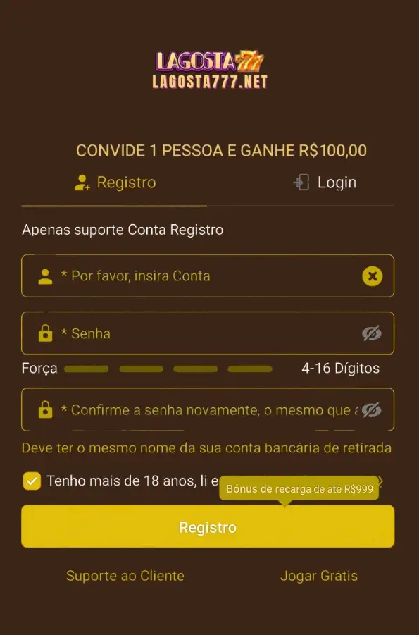 registro e login